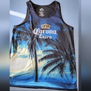 Corona Extra Muscle Shirt Men’s L Beer Palm Tree Beach Tank Top.